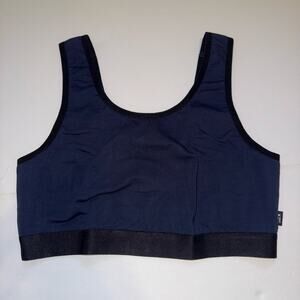 TomboyX Compression Bra Sports Top (Navy/Black) Wireless Medium Support Size XL